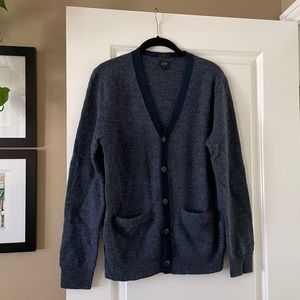 J. Crew Men’s Wool Elbow-Patch Cardigan - Navy, Size S